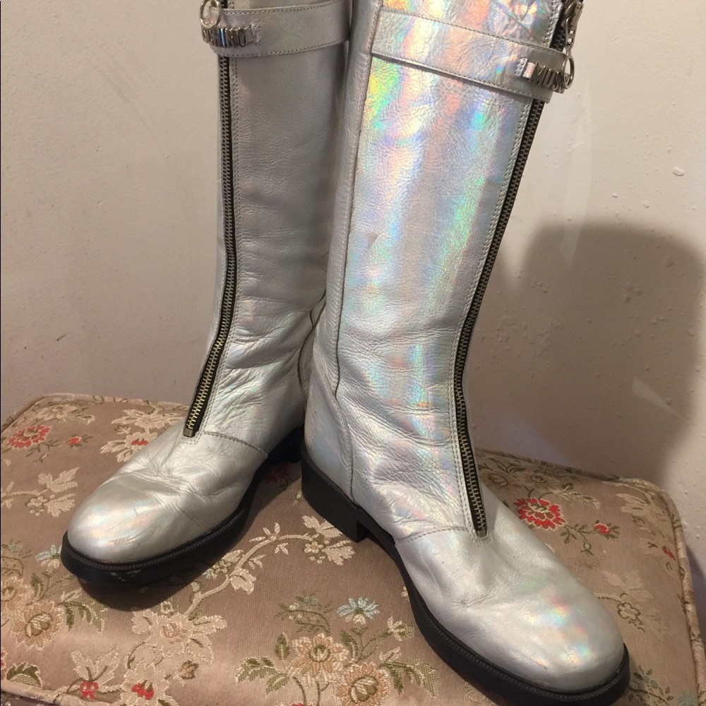 Rare Moschino iridescent leather boots 36